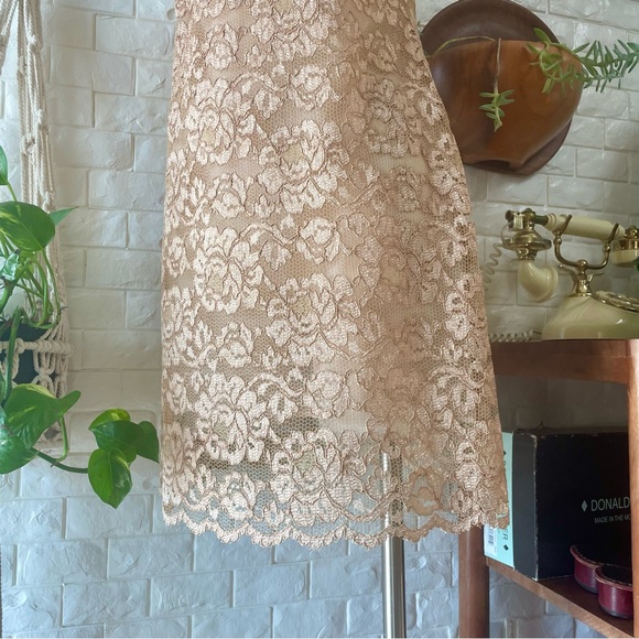 Vintage 1990s Y2K Circa 2000 Lace Overlay Spaghetti Strap Mini Dress - Picture 6 of 14